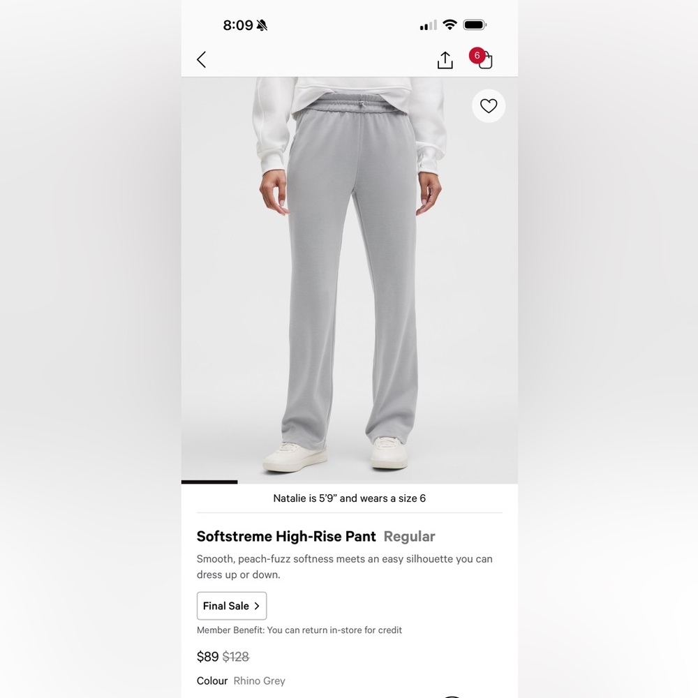 lululemon athletica Softstreme High-Rise Pant in Gray